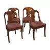 Set of 4 walnut gondola chairs with velvet seat. … - Moinat - Chairs