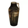 玻璃粘贴花瓶签名 Muller，带手柄，“湖”装饰...... - Moinat - 箱, 瓮, 花瓶