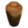 玻璃浆花瓶，署名 Gallé “山与树”，切工…… - Moinat - 箱, 瓮, 花瓶
