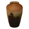 玻璃浆花瓶，署名 Gallé “山与树”，切工…… - Moinat - 箱, 瓮, 花瓶