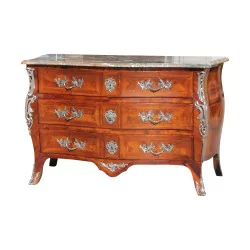 Chest of drawers “tomb” rosewood marquetry veneer, mounted …