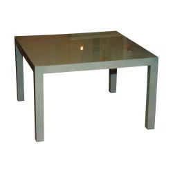 square living room table in green lacquer with dragonfly decor...