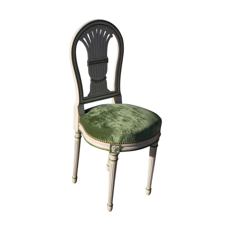 Louis XVI Eventail chair, in beech with corded lacquer and - Moinat - Chairs Louis XVI Eventail chair, in beech with corded lacquer and - Moinat - Chairs