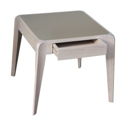 Table bout de canapé modèle Inès avec 1 tiroir en chêne.