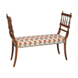 Banquette de style Henri II, recouverte de tissu Toile de