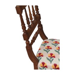 Banquette de style Henri II, recouverte de tissu Toile de