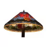 Lampadaire modèle Tiffany, décor vitrail flamme et pied en … - Moinat - Lampadaires (au sol)