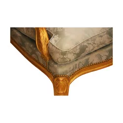 Pair of large Louis XV Regency armchairs in gilded wood, …