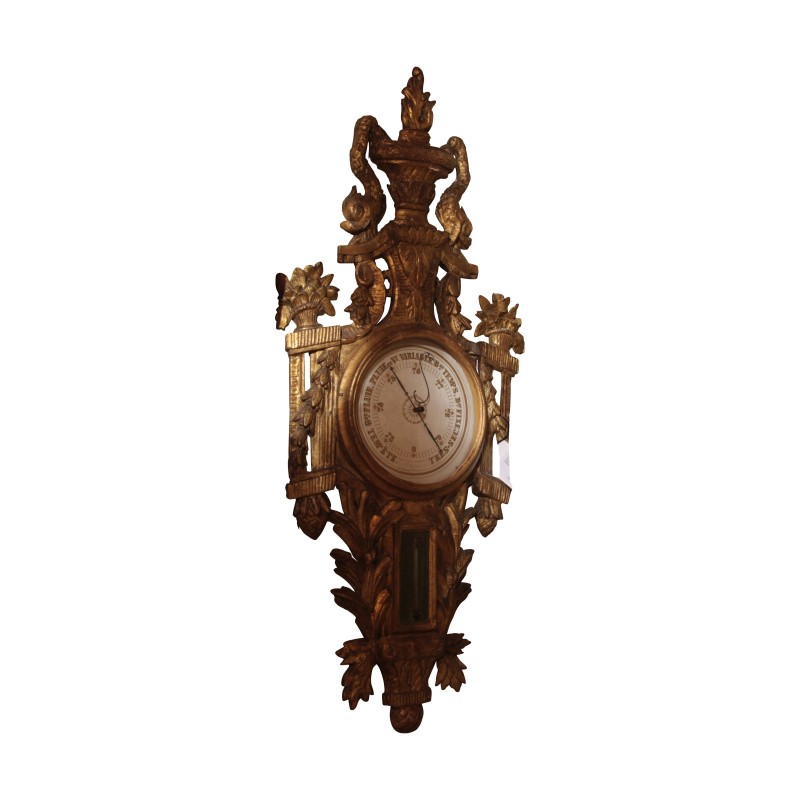 Grand baromètre au mercure en bois sculpté doré, décoré d'un … - Moinat - Accessoires de décoration Grand baromètre au mercure en bois sculpté doré, décoré d'un … - Moinat - Accessoires de décoration