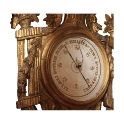 Большой ртутный барометр из позолоченного резного дерева, украшенный …