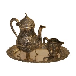 Ensemble à thé en argent 800 comprenant : 1 théière, 1 pot à …