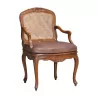 Louis XV Régence living room armchair in walnut, flat back, caned, … - Moinat - Armchairs