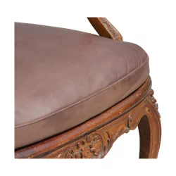Louis XV Régence 胡桃木客厅扶手椅，平背，藤条，……