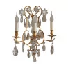 Wall light with 3 lights, in nitrated gilded bronze and crystals. - Moinat - Wall lights, Sconces