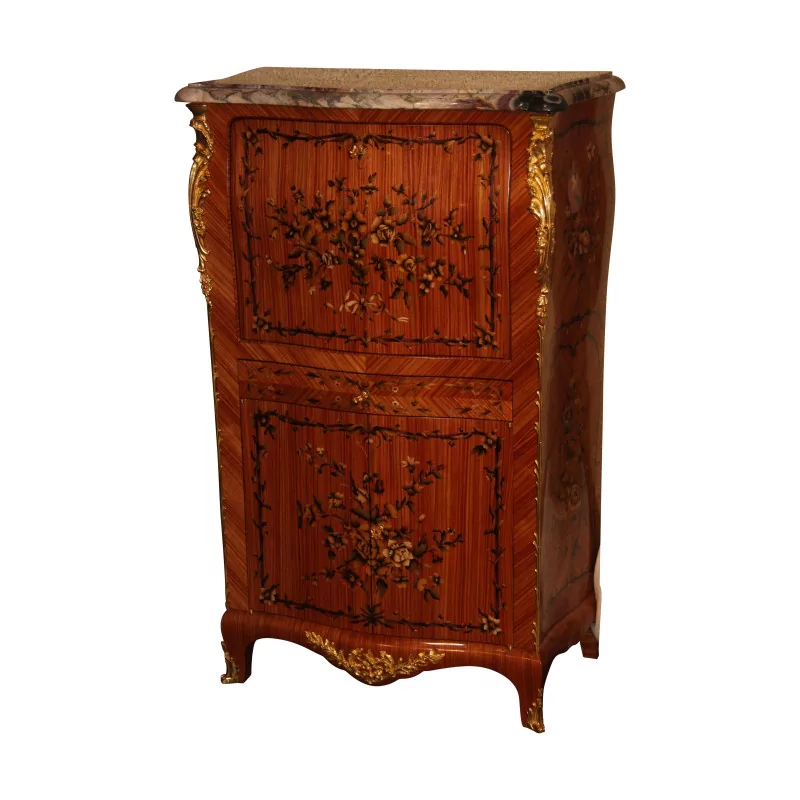 Louis XV style secretary in rosewood and amaranth, - Moinat - Desks : cylinder, leaf, Writing desks