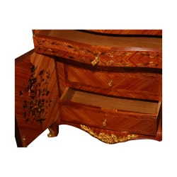 Louis XV style secretary in rosewood and amaranth,