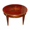 Round end table in inlaid dappled mahogany with - Moinat - End tables, Bouillotte tables, Bedside tables, Pedestal tables