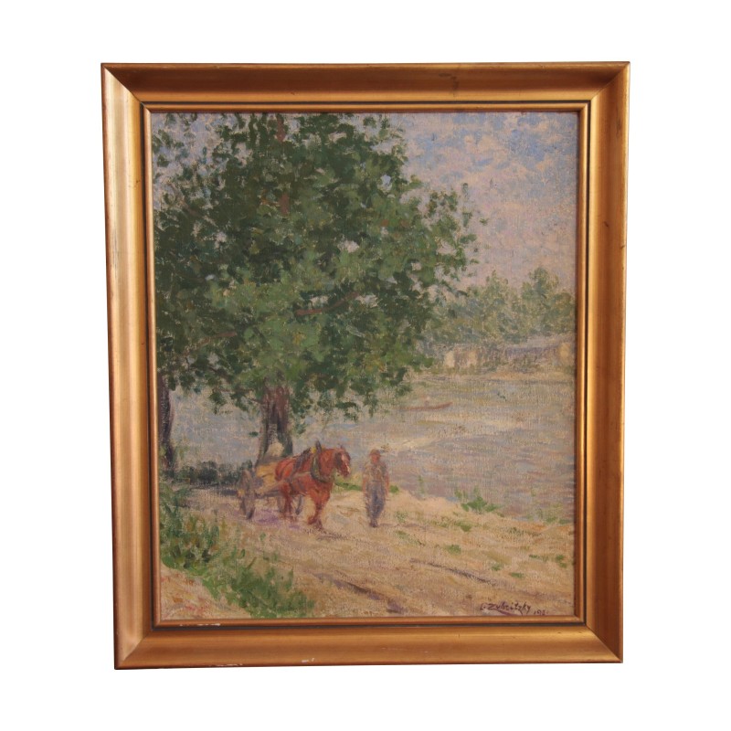 布面油画“日内瓦阿尔沃河畔的马”,…… - Moinat - 画 - 各种的 布面油画“日内瓦阿尔沃河畔的马”,…… - Moinat - 画 - 各种的