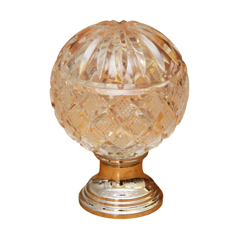 Pommeau d'escalier en cristal et chrome, vase de rampe. - Moinat - Accessoires de décoration Pommeau d'escalier en cristal et chrome, vase de rampe. - Moinat - Accessoires de décoration