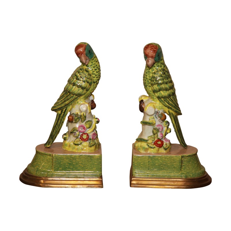 Paire de serre-livres en porcelaine “perroquets verts”. - Moinat - Accessoires de décoration Paire de serre-livres en porcelaine “perroquets verts”. - Moinat - Accessoires de décoration