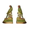 Pair of “green parrot” porcelain bookends. - Moinat - Decorating accessories