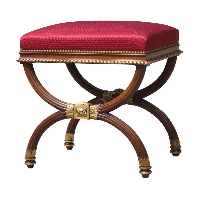 Stool in the style of Jacob, in richly carved mahogany and … - Moinat - Stools, Benches, Pouffes