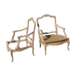 Bergere-Sessel im Stil Louis XV, weiß lackiert, geschnitzt, …