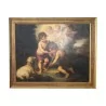 Oil painting on canvas “The Puttis and the lamb”, Art Nouveau, … - Moinat - Painting - Miscellaneous
