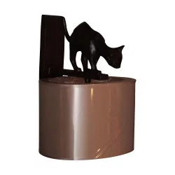 “Lili” cat wall light in brown patinated bronze with …