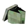 foldable pouf-chest in cowhide, green “checkerboard” effect … - Moinat - Stools, Benches, Pouffes