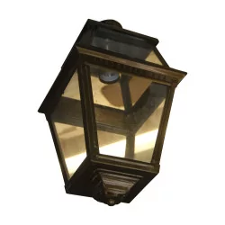 outdoor lantern in brass and wrought iron, electrified.