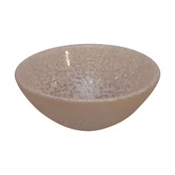 Dish (bowl) in white speckled crystal, Kosta Boda.