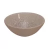 Dish (bowl) in white speckled crystal, Kosta Boda. - Moinat - Boxes, Urns, Vases