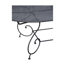 Oval table model Prangins in wrought iron with sheet metal top