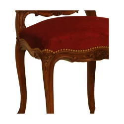 Regency chair in carved beech, cherry stain, slightly