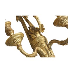 Paar vergoldete Bronzeleuchter Louis XVI, 3 Lichter. Frankreich …