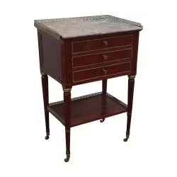 Louis XVI bedside table in mahogany wood, mounted on oak, with …