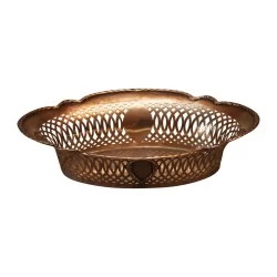 Corbeille à pain ovale ajourée en argent 800, inscrite "C.