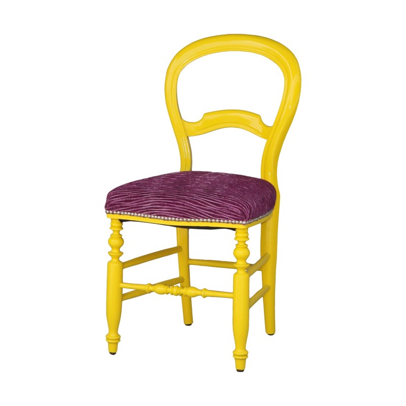 Chaise Louis-Philippe Napoléon III en hêtre peint en jaune - Moinat - Chaises Chaise Louis-Philippe Napoléon III en hêtre peint en jaune - Moinat - Chaises