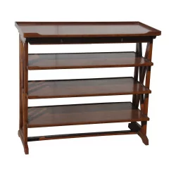 “Opéra Double” trolley, walnut color with 3 shelves and 2 …