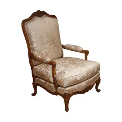 对路易十五扶手椅，胡桃木雕刻，内饰……