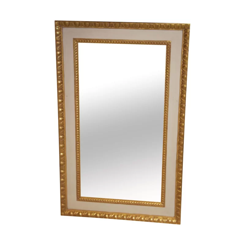 rechteckiger Spiegel in Weiß und Gold. - Moinat - Spiegel