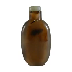 Achat-Schnupftabakflasche, Fischmotiv, China, 19. Jahrhundert.