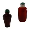 Paar Schnupftabakflaschen aus Beijing-Glas, eine davon mit Korken - Moinat - Wild Flowers