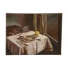 Painting, still life “the fisherman’s table”, signed Fatio … - Moinat - Painting - Still-life