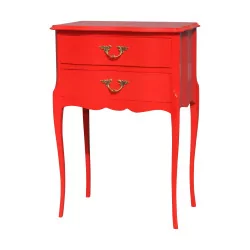 Louis XV style bedside table, Ferrari red lacquer with interior …