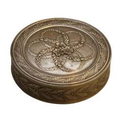 Boîte ronde en émail "rosace", argent 800, France, 20ème