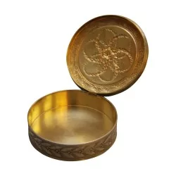 Boîte ronde en émail "rosace", argent 800, France, 20ème