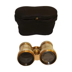 Pair of mother-of-pearl and brass binoculars, marked “J:E MIELCK