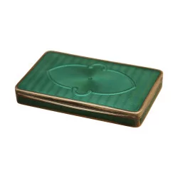 Green Geneva enamel box “Edelweiss”, 935 silver, …